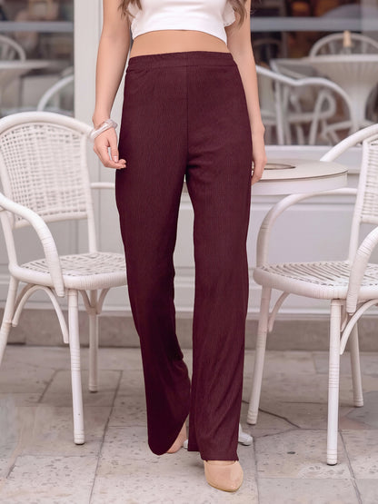 Crinkled Knit Wide Leg Lounge Pants