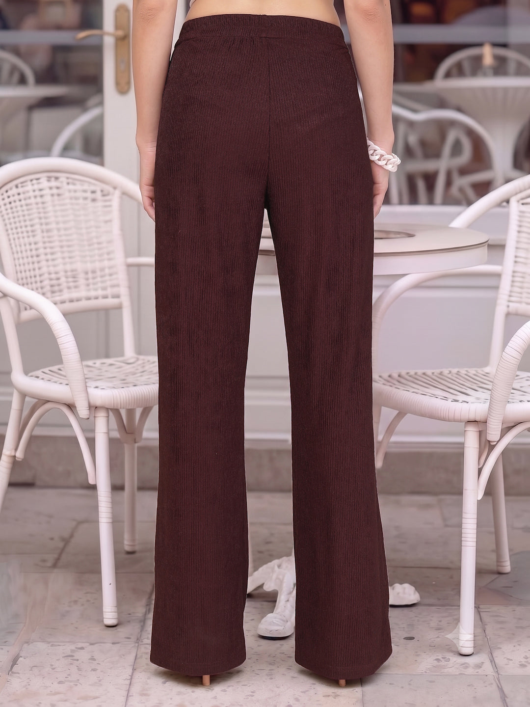 Crinkled Knit Wide Leg Lounge Pants