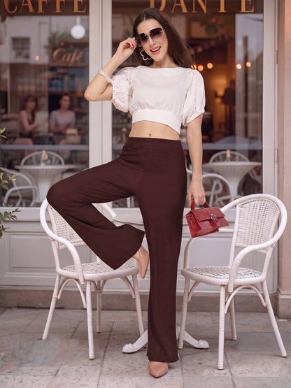 Crinkled Knit Wide Leg Lounge Pants
