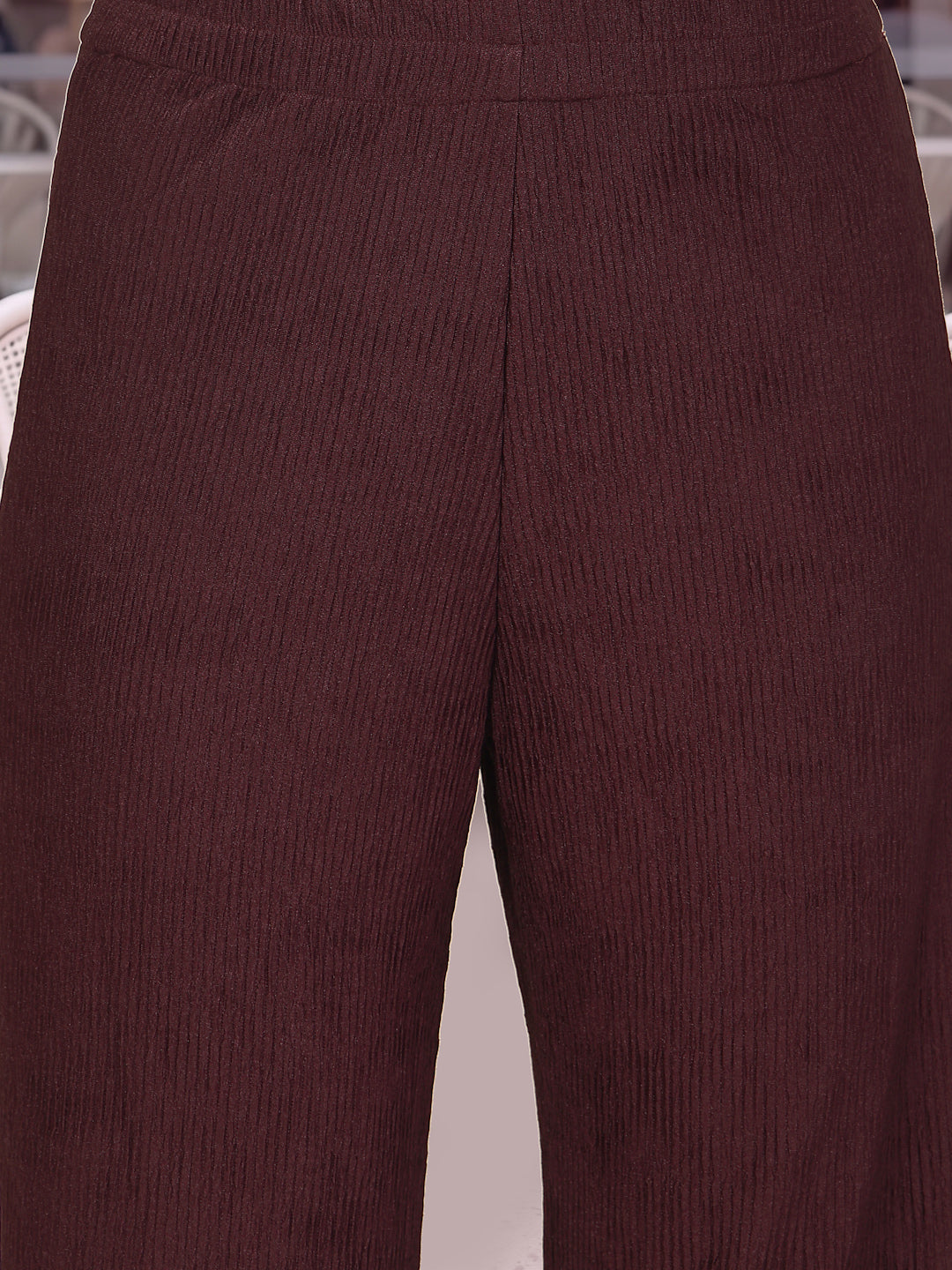 Crinkled Knit Wide Leg Lounge Pants