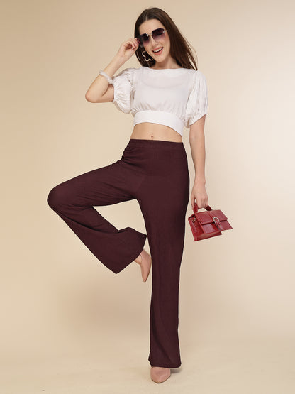 Crinkled Knit Wide Leg Lounge Pants