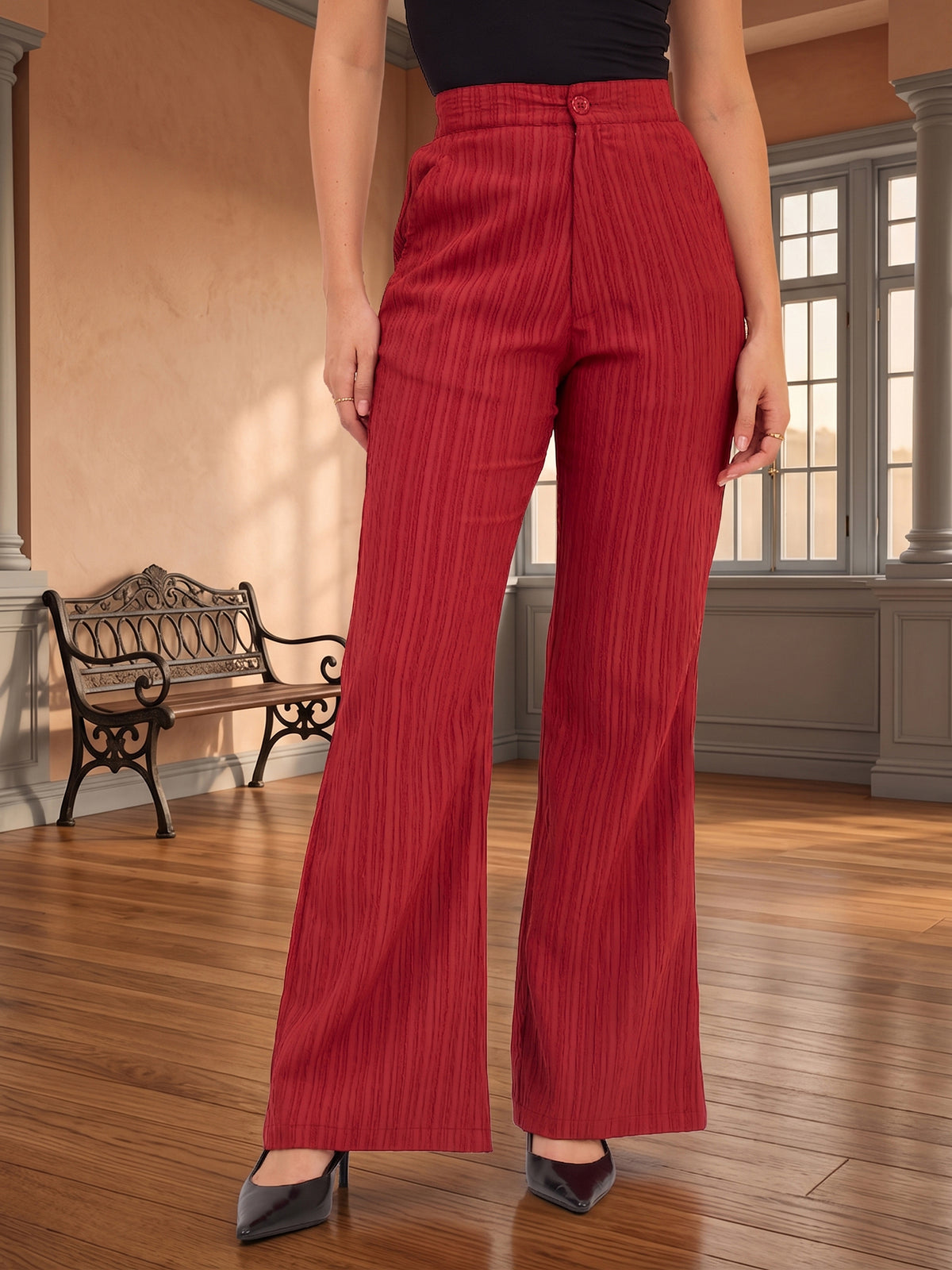 Vertical Reed Straight Trousers