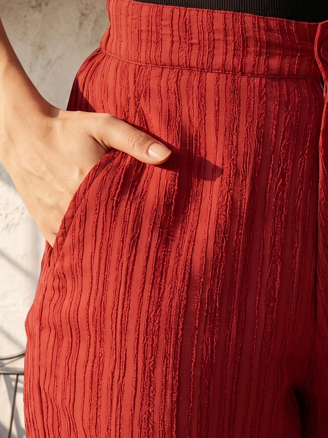 Vertical Reed Straight Trousers
