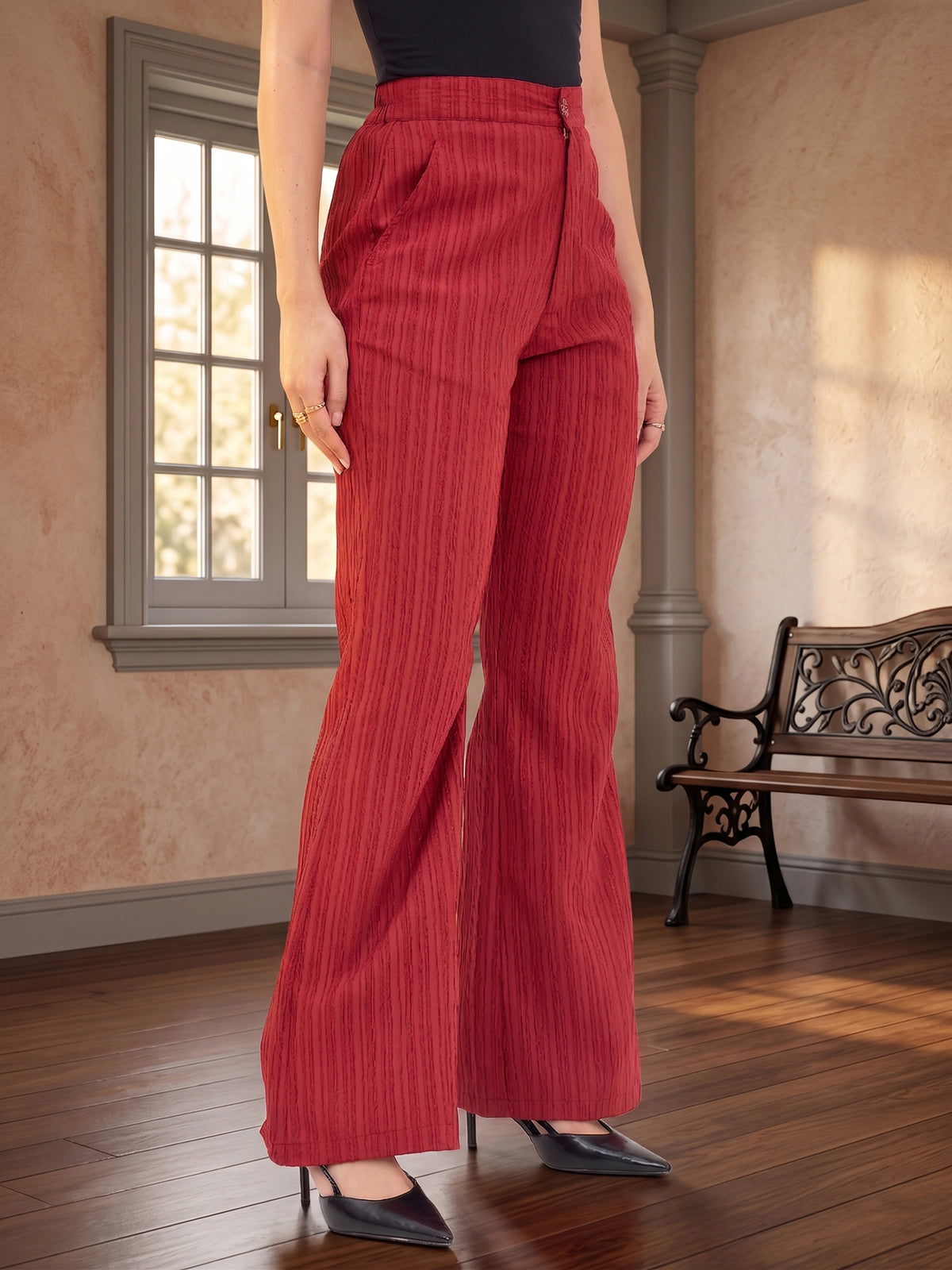 Vertical Reed Straight Trousers