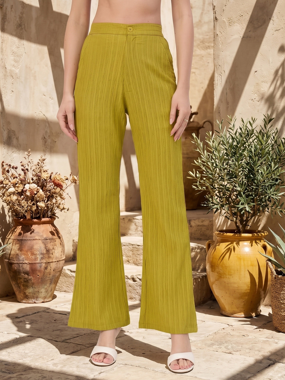 Vertical Reed Straight Trousers