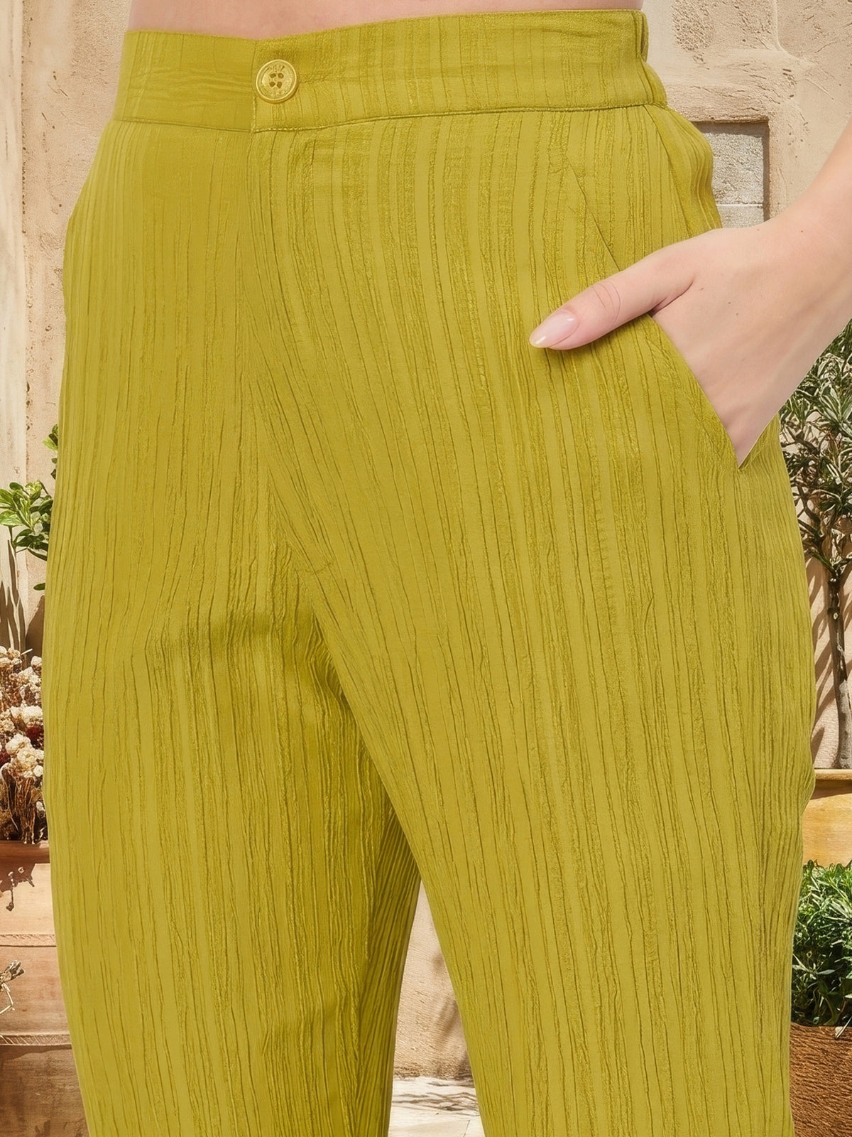 Vertical Reed Straight Trousers