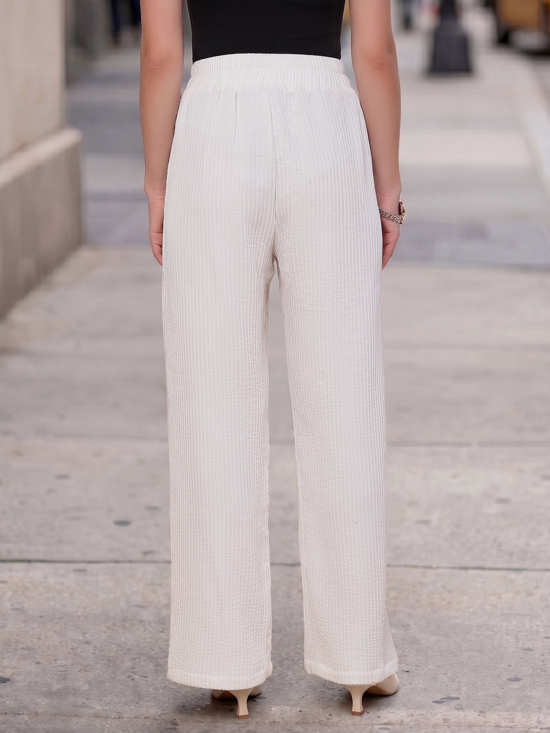 Drawstring Ribbed Knit Palazzo Pants