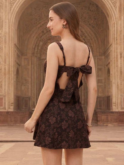Floral Jacquard Lycra Blend A-Line Western Wear