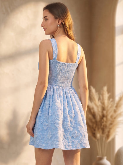 Textured Brocade Sleeveless Skater Dress