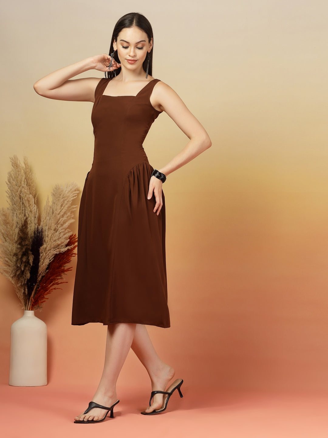 Aayu Grace Square Neck Midi Dress