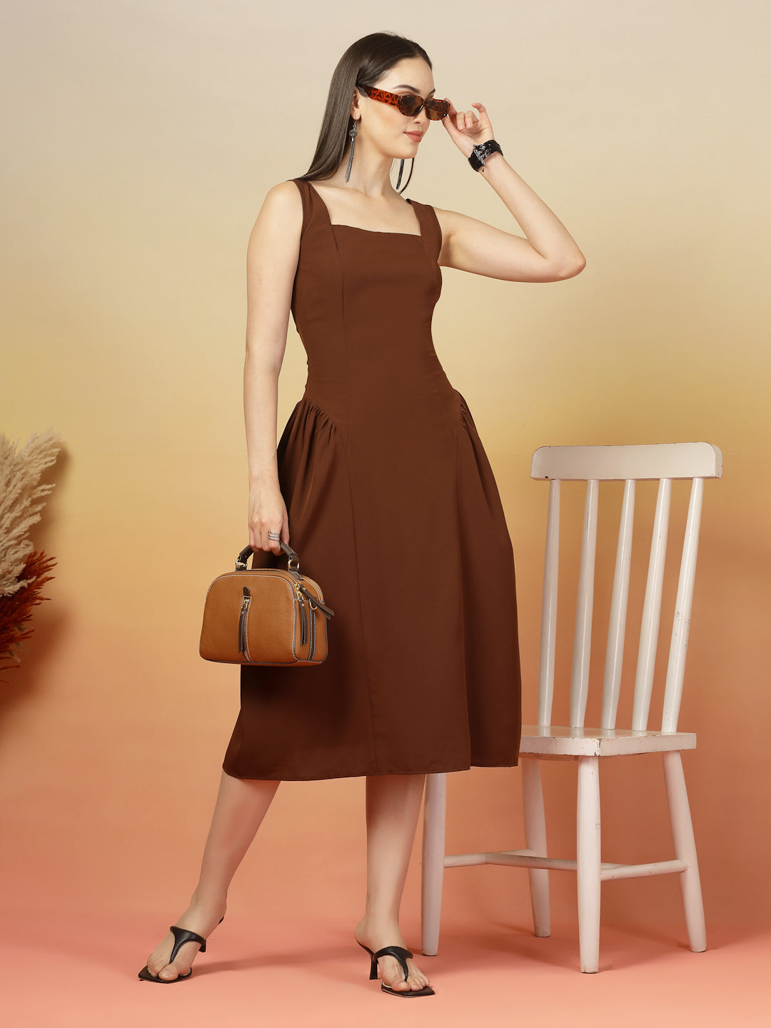 Aayu Grace Square Neck Midi Dress