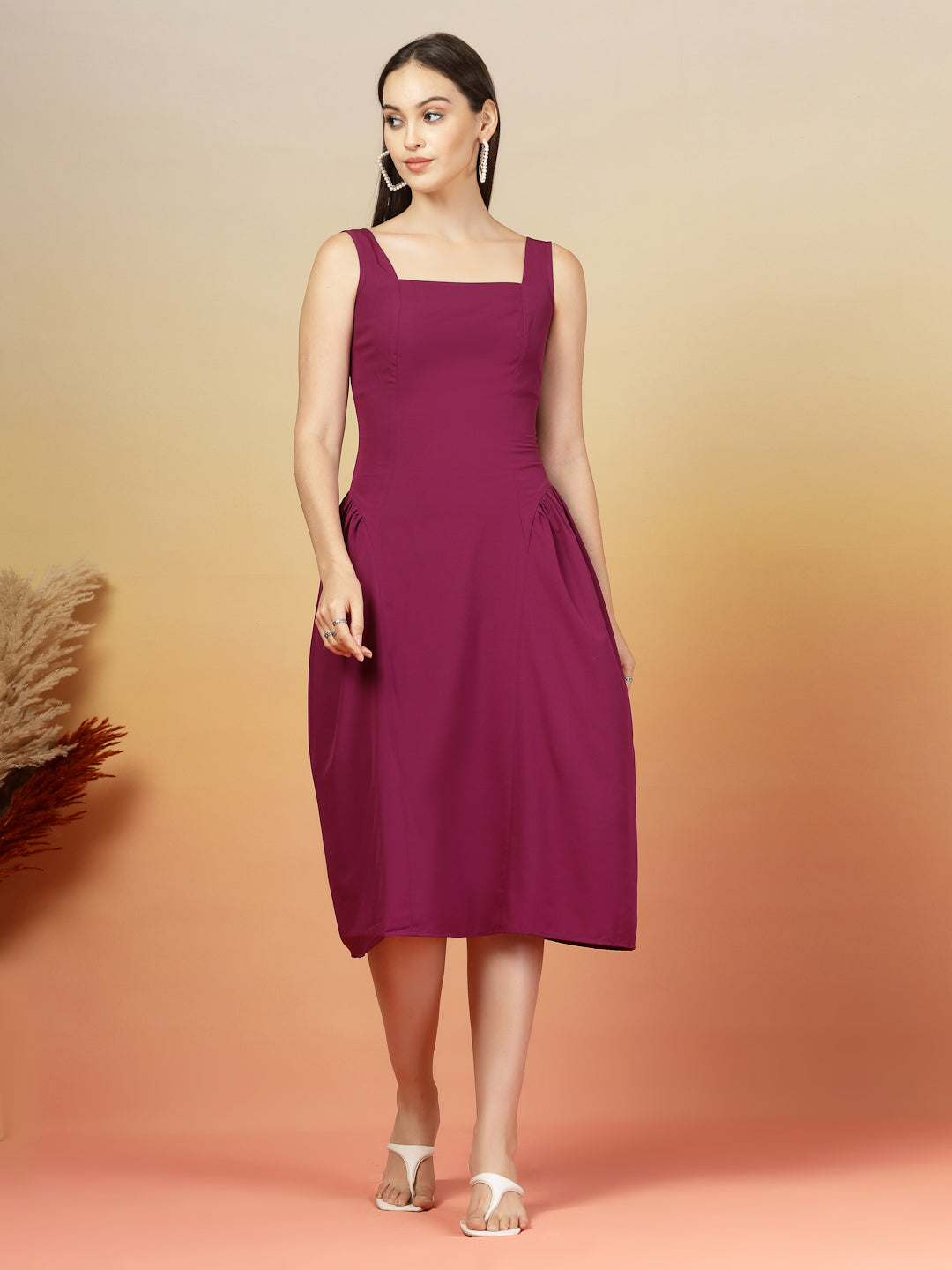 Aayu Grace Square Neck Midi Dress