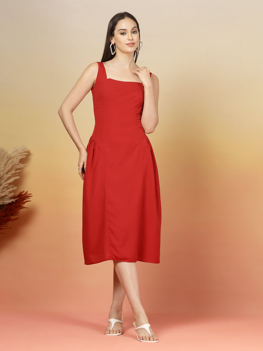 Aayu Grace Square Neck Midi Dress