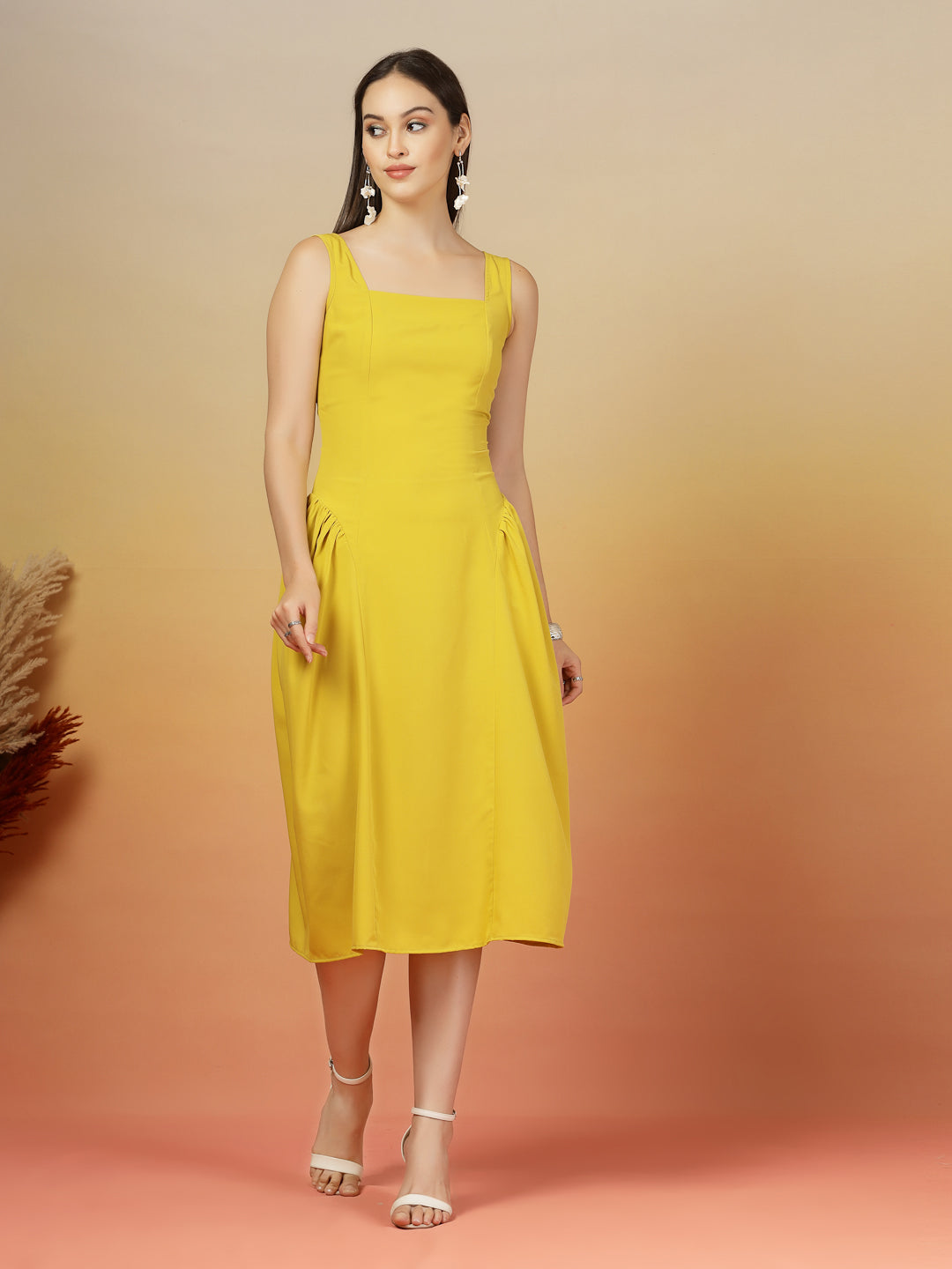 Aayu Grace Square Neck Midi Dress