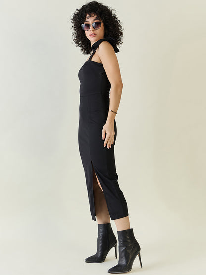 Sleeveless Ribbed Midi Dress with Side Slit