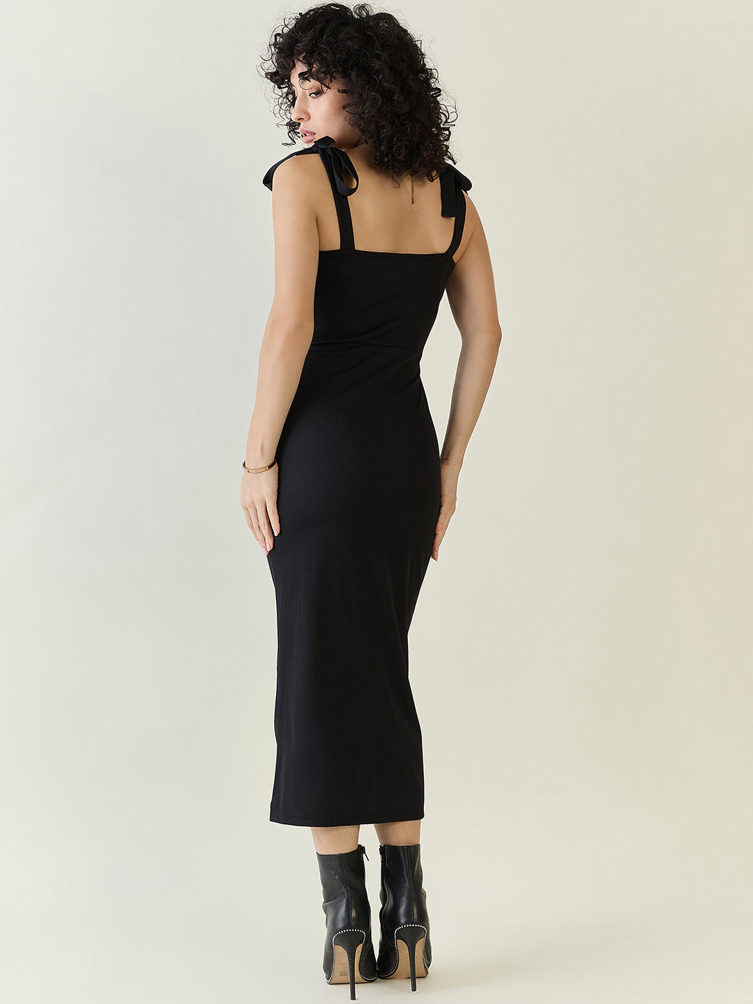 Sleeveless Ribbed Midi Dress with Side Slit