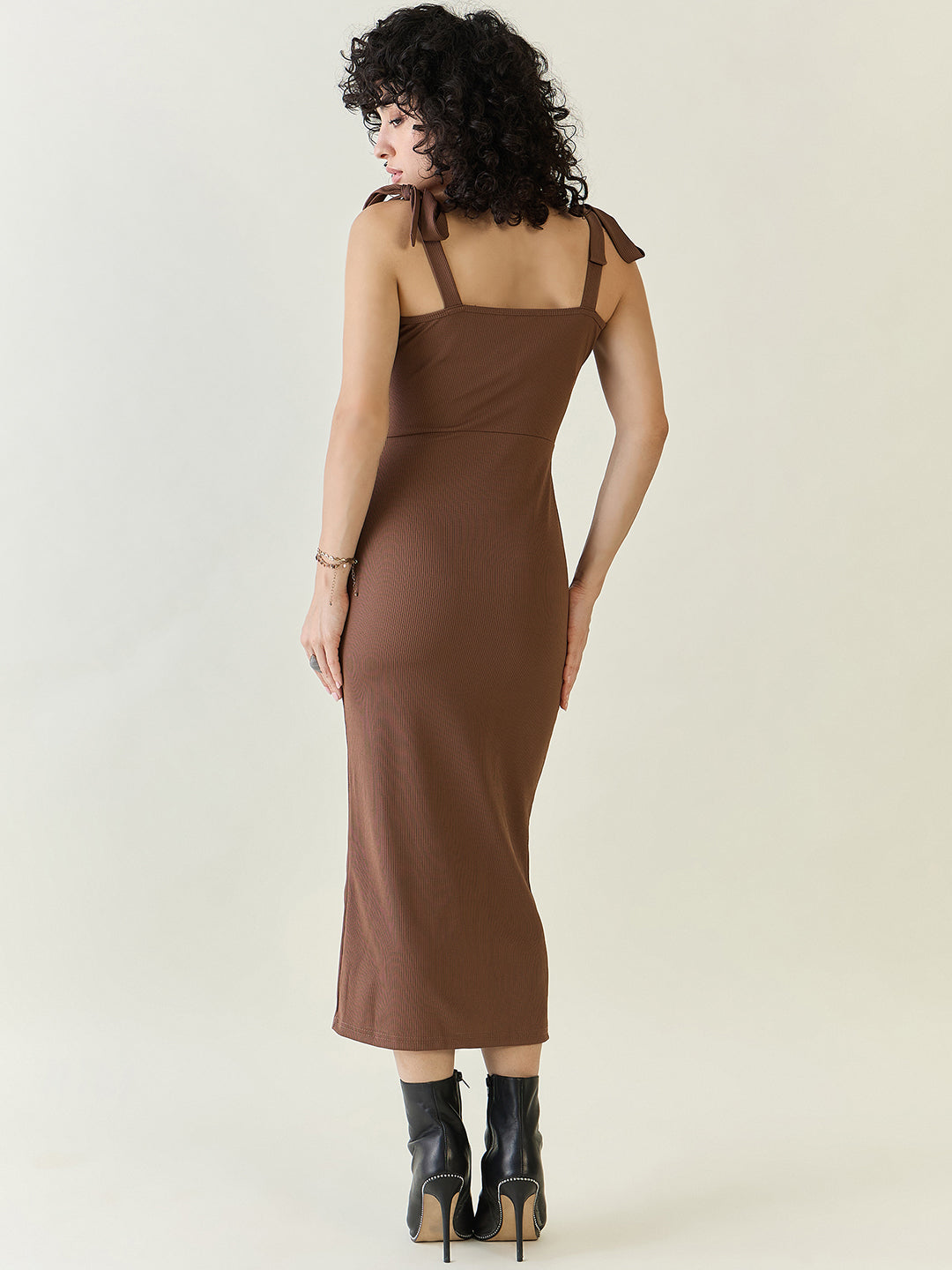 Sleeveless Ribbed Midi Dress with Side Slit