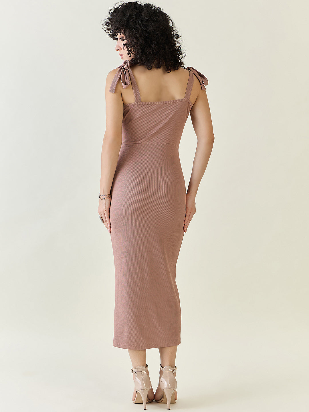 Sleeveless Ribbed Midi Dress with Side Slit