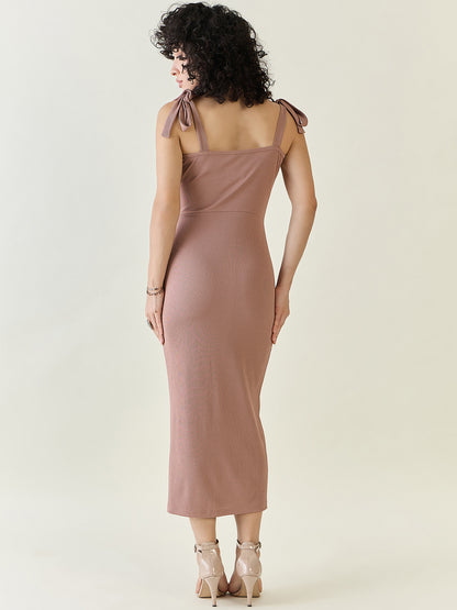 Sleeveless Ribbed Midi Dress with Side Slit