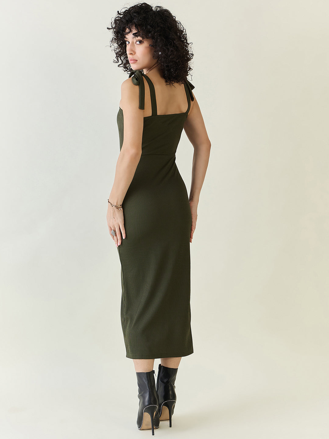 Sleeveless Ribbed Midi Dress with Side Slit