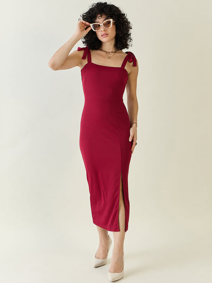 Sleeveless Ribbed Midi Dress with Side Slit