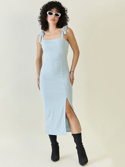 Sleeveless Ribbed Midi Dress with Side Slit