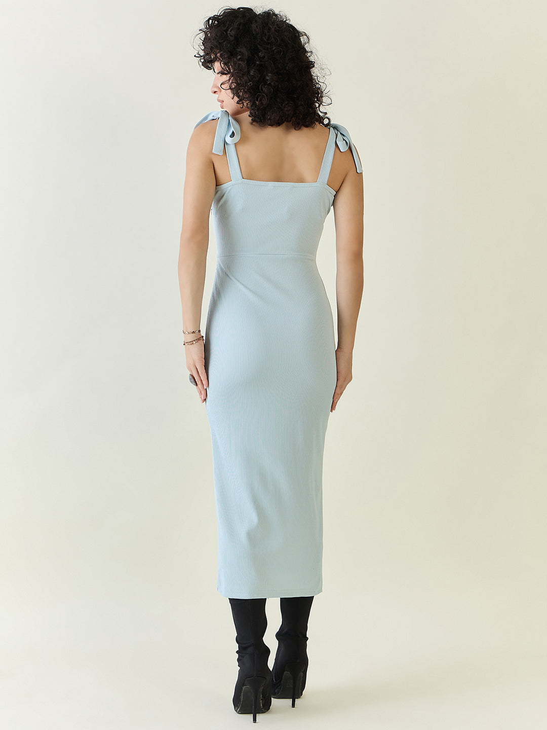 Sleeveless Ribbed Midi Dress with Side Slit