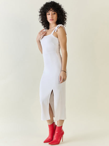 Sleeveless Ribbed Midi Dress with Side Slit