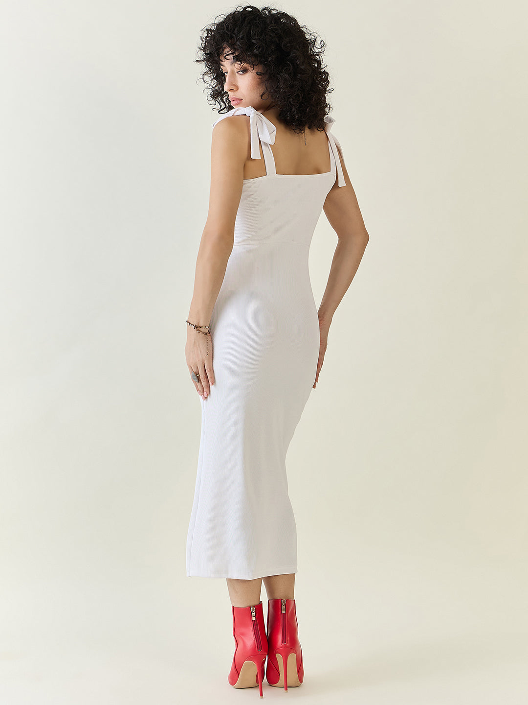 Sleeveless Ribbed Midi Dress with Side Slit