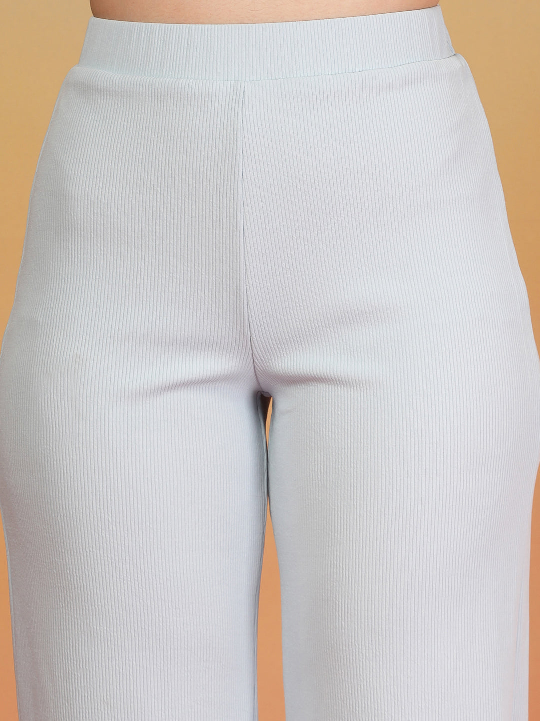 Aayu Ribbed High-Waist Flared Trouser