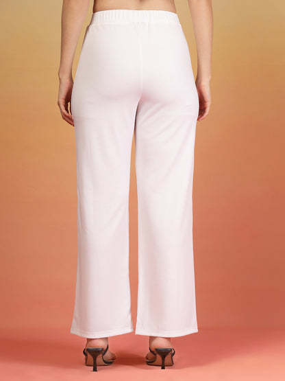 Aayu Ribbed High-Waist Flared Trouser