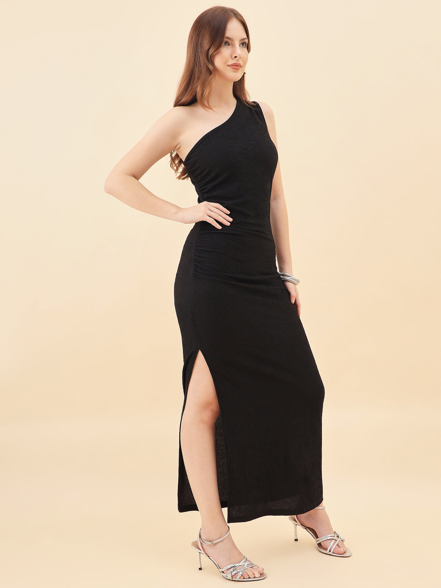 Asymmetric Maxi Bodycon Dress with Side Slit