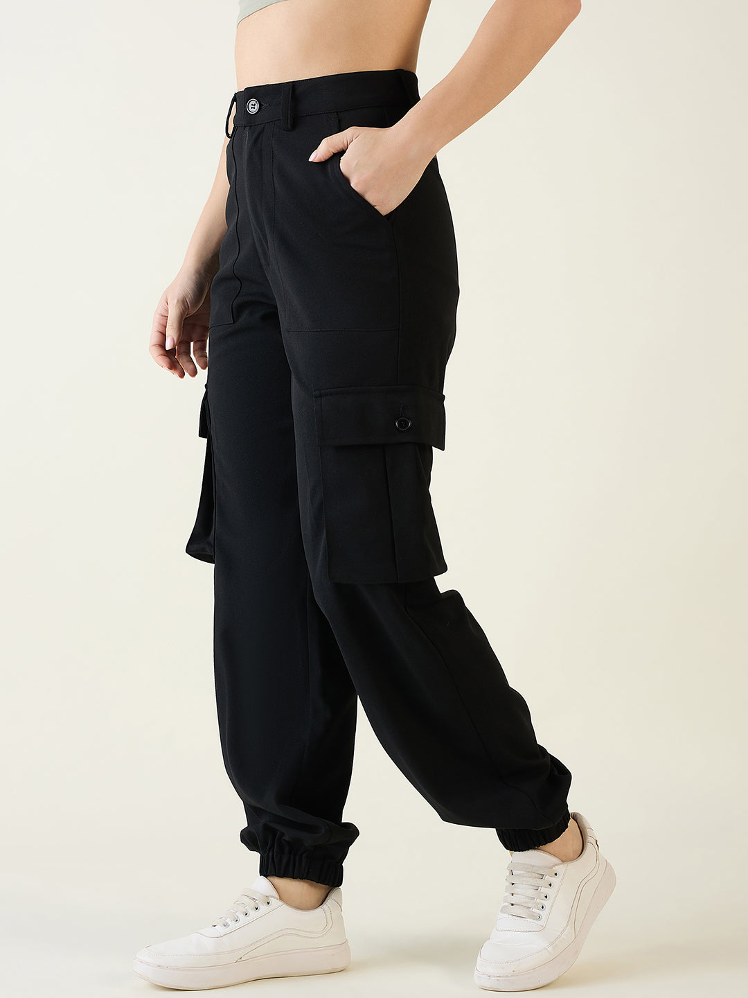 Cargo Joggers with Elastic Cuffs and Pleats