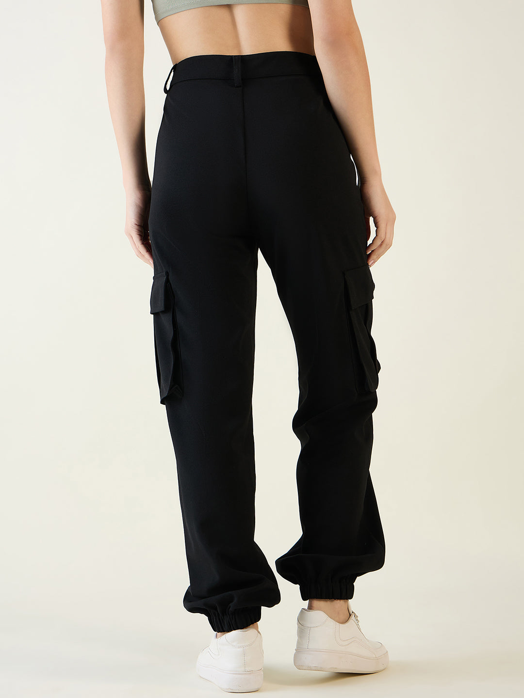Cargo Joggers with Elastic Cuffs and Pleats