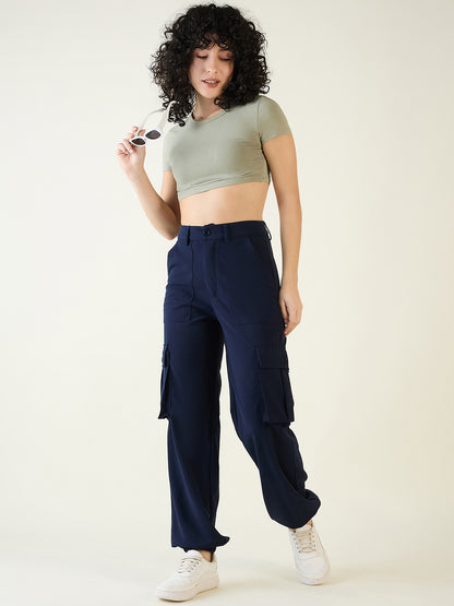 Cargo Joggers with Elastic Cuffs and Pleats