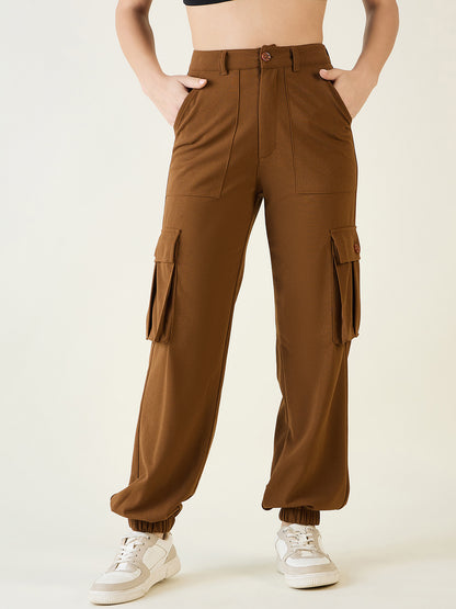 Cargo Joggers with Elastic Cuffs and Pleats
