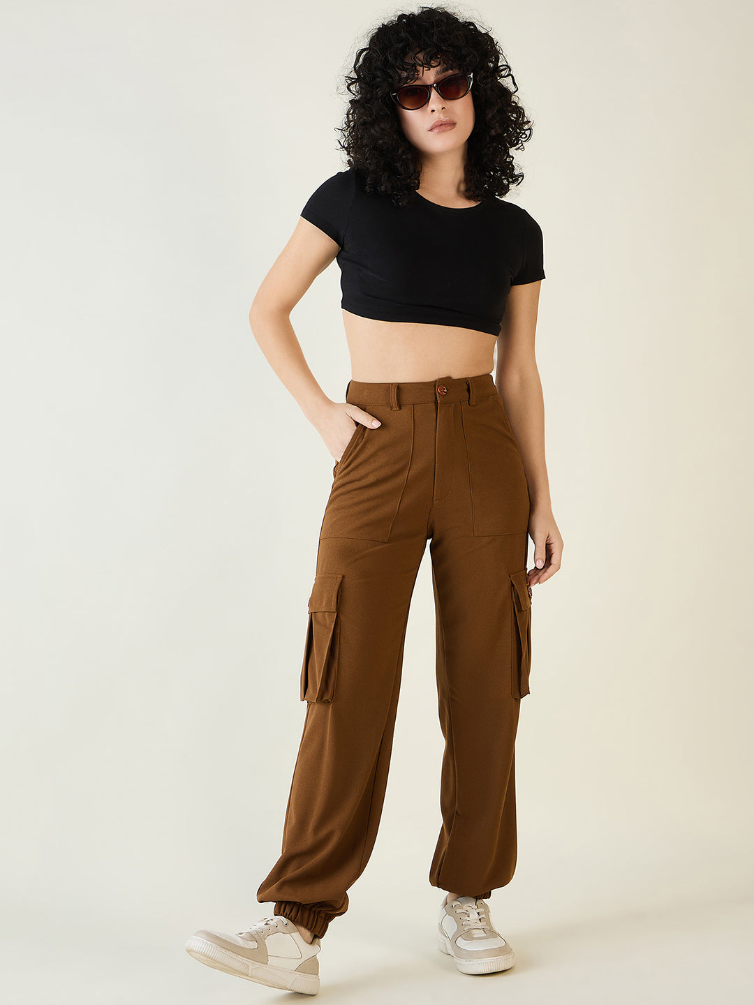 Cargo Joggers with Elastic Cuffs and Pleats