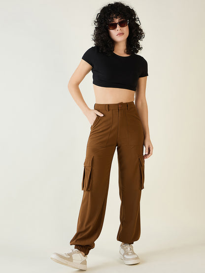 Cargo Joggers with Elastic Cuffs and Pleats