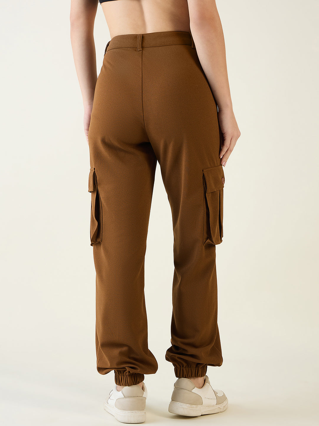 Cargo Joggers with Elastic Cuffs and Pleats