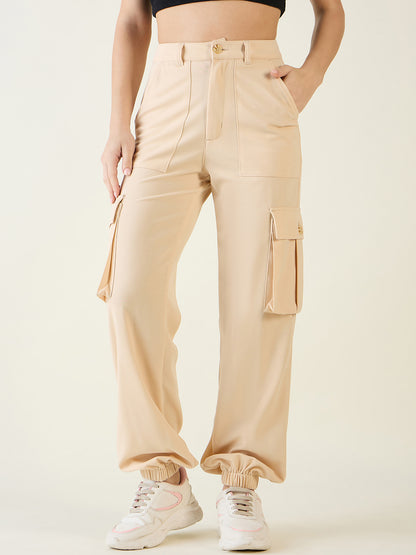 Cargo Joggers with Elastic Cuffs and Pleats