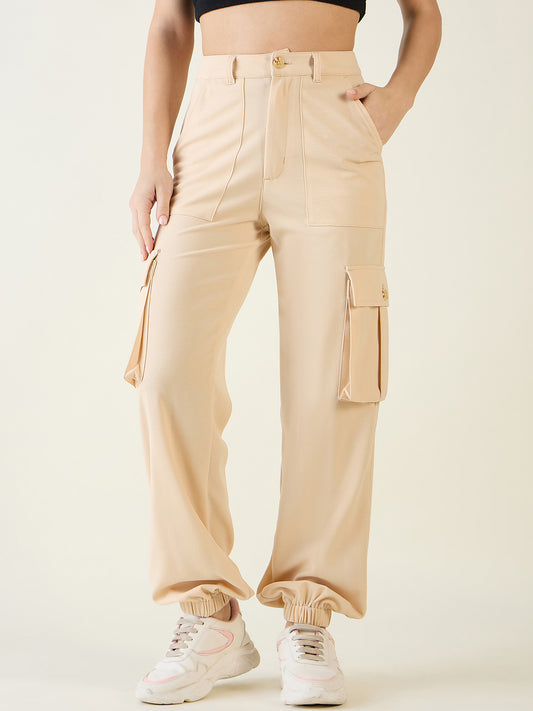 Cargo Joggers with Elastic Cuffs and Pleats