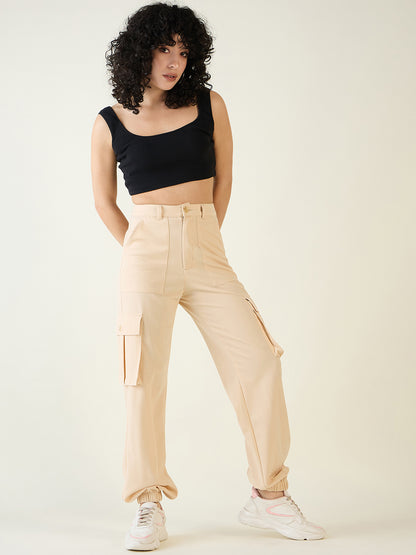 Cargo Joggers with Elastic Cuffs and Pleats