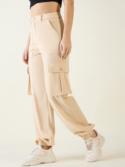 Cargo Joggers with Elastic Cuffs and Pleats