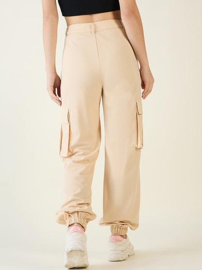 Cargo Joggers with Elastic Cuffs and Pleats