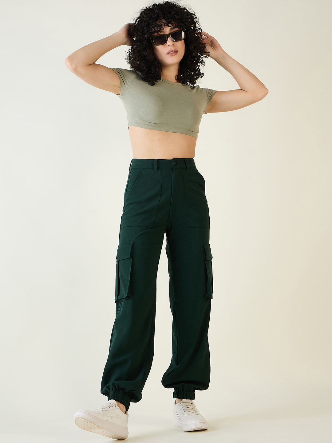 Cargo Joggers with Elastic Cuffs and Pleats