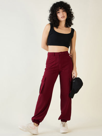 Cargo Joggers with Elastic Cuffs and Pleats