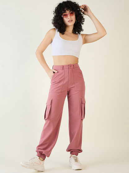 Cargo Joggers with Elastic Cuffs and Pleats