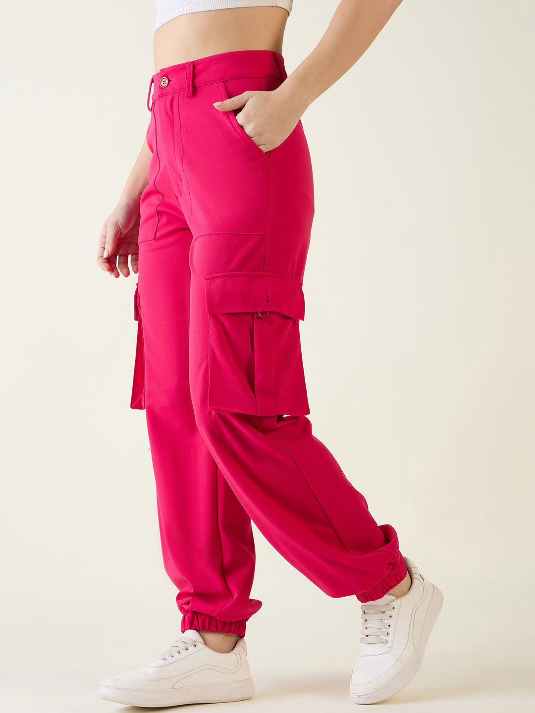 Cargo Joggers with Elastic Cuffs and Pleats