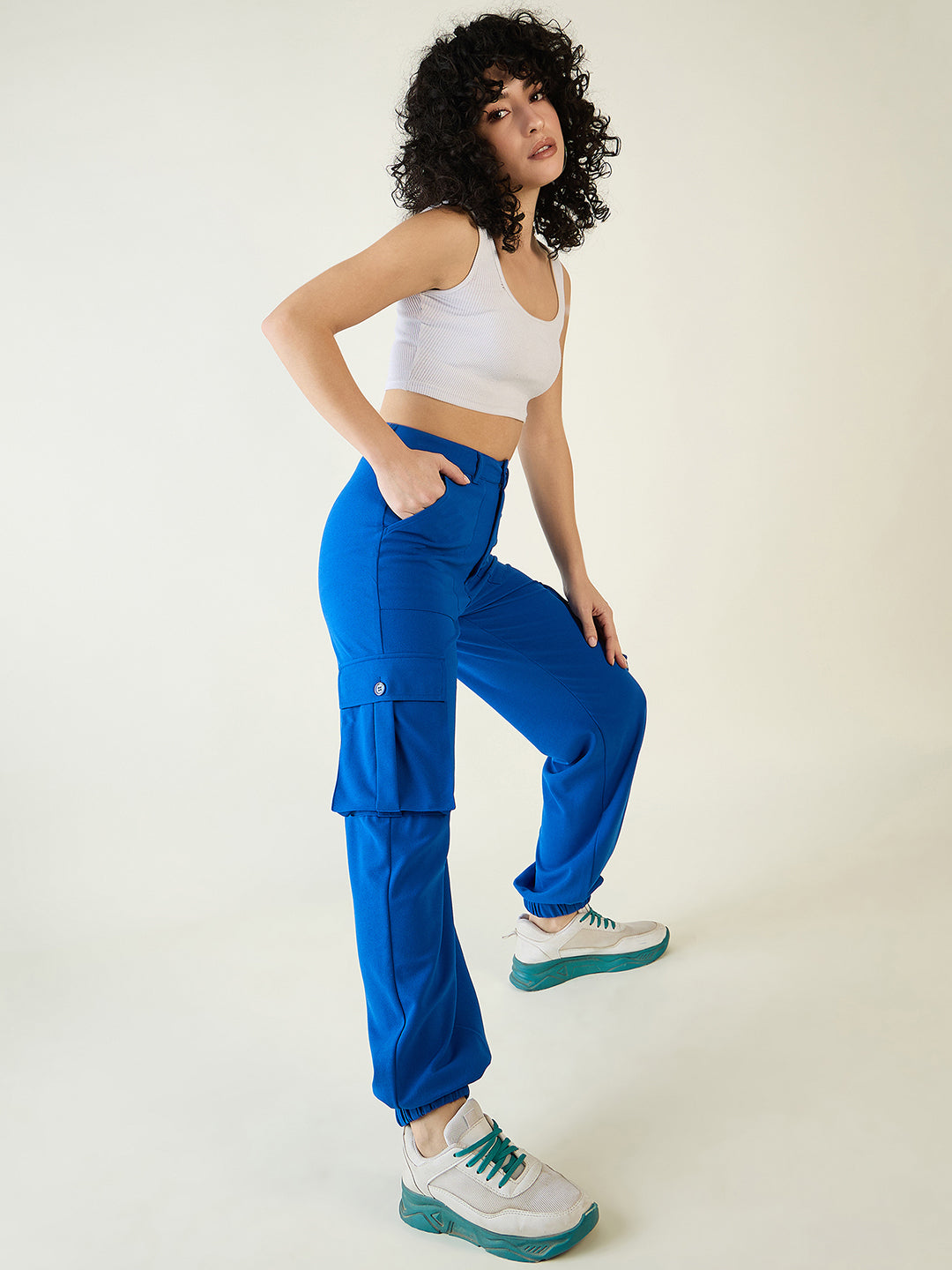 Cargo Joggers with Elastic Cuffs and Pleats
