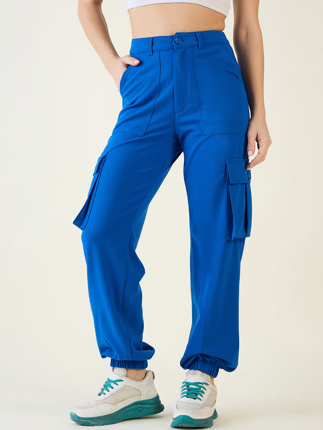 Cargo Joggers with Elastic Cuffs and Pleats
